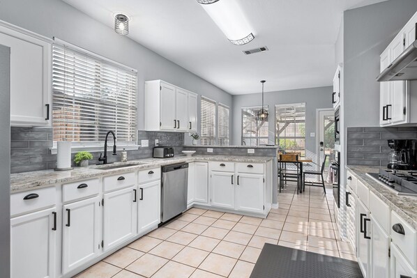 Microwave, oven, stovetop, dishwasher