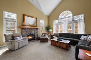 Smart TV, fireplace, table tennis, books