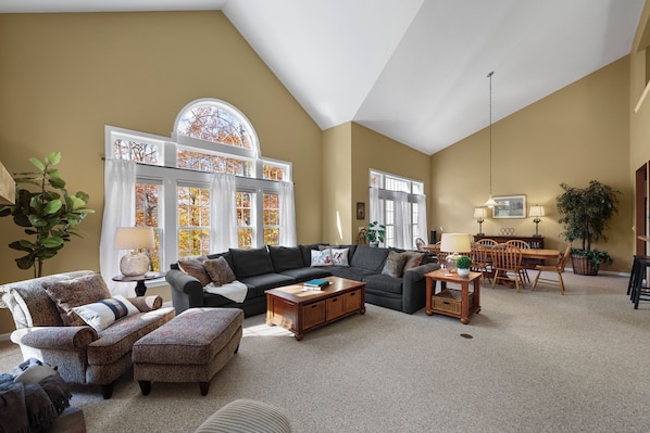 Smart TV, fireplace, table tennis, books