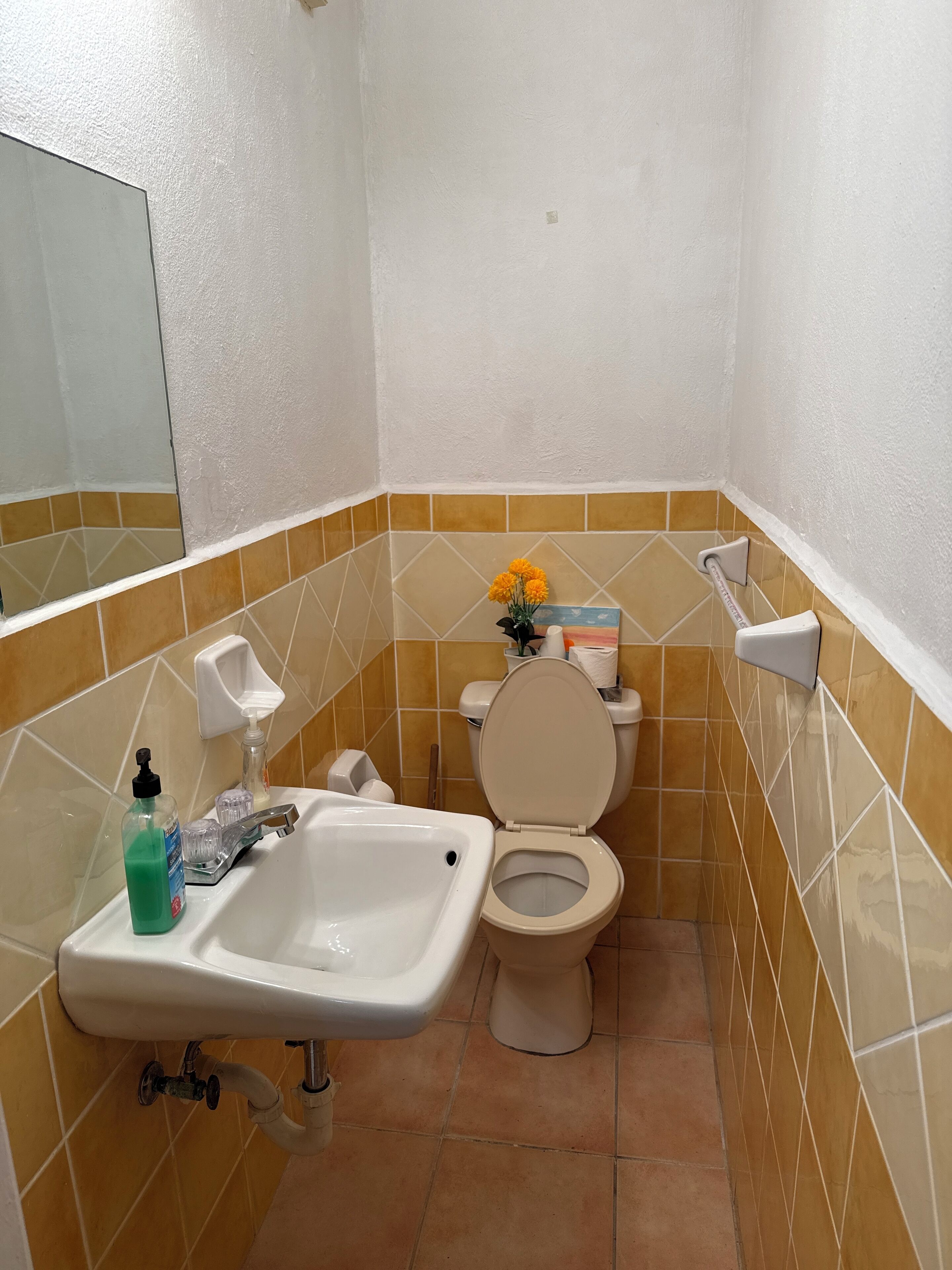 Douche, sèche-cheveux, serviettes fournies, savon
