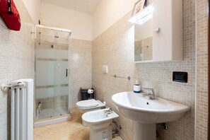 Dusche, Haartrockner, Bidet, Handtücher