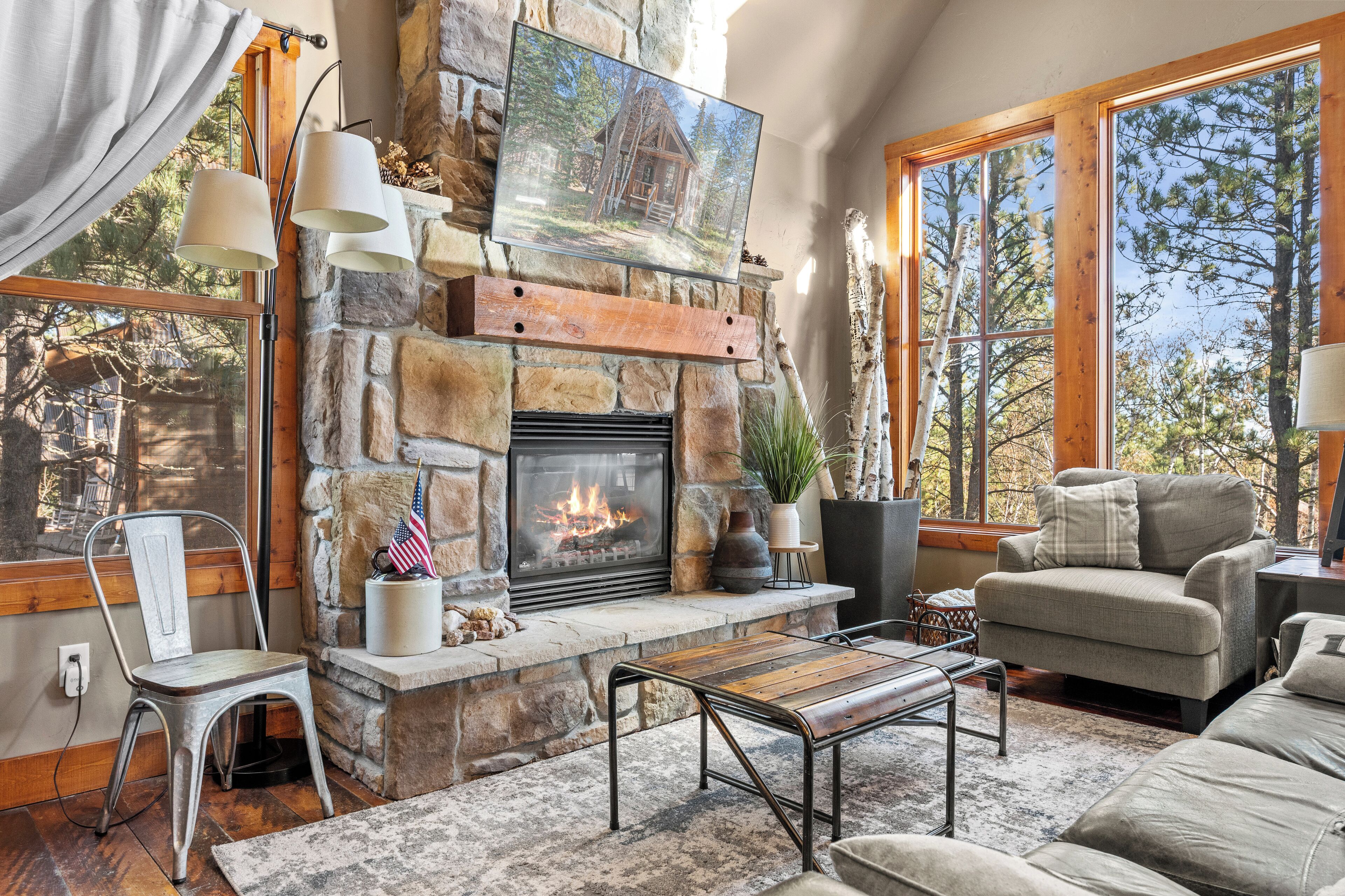 Smart TV, fireplace, foosball, table tennis