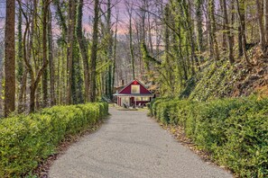 Exterior - Secluded, Peaceful Cabin • Hot Tub • Fire Pit • Porch Bed Swing • 5 Min to Pkwy (Pigeon Forge)