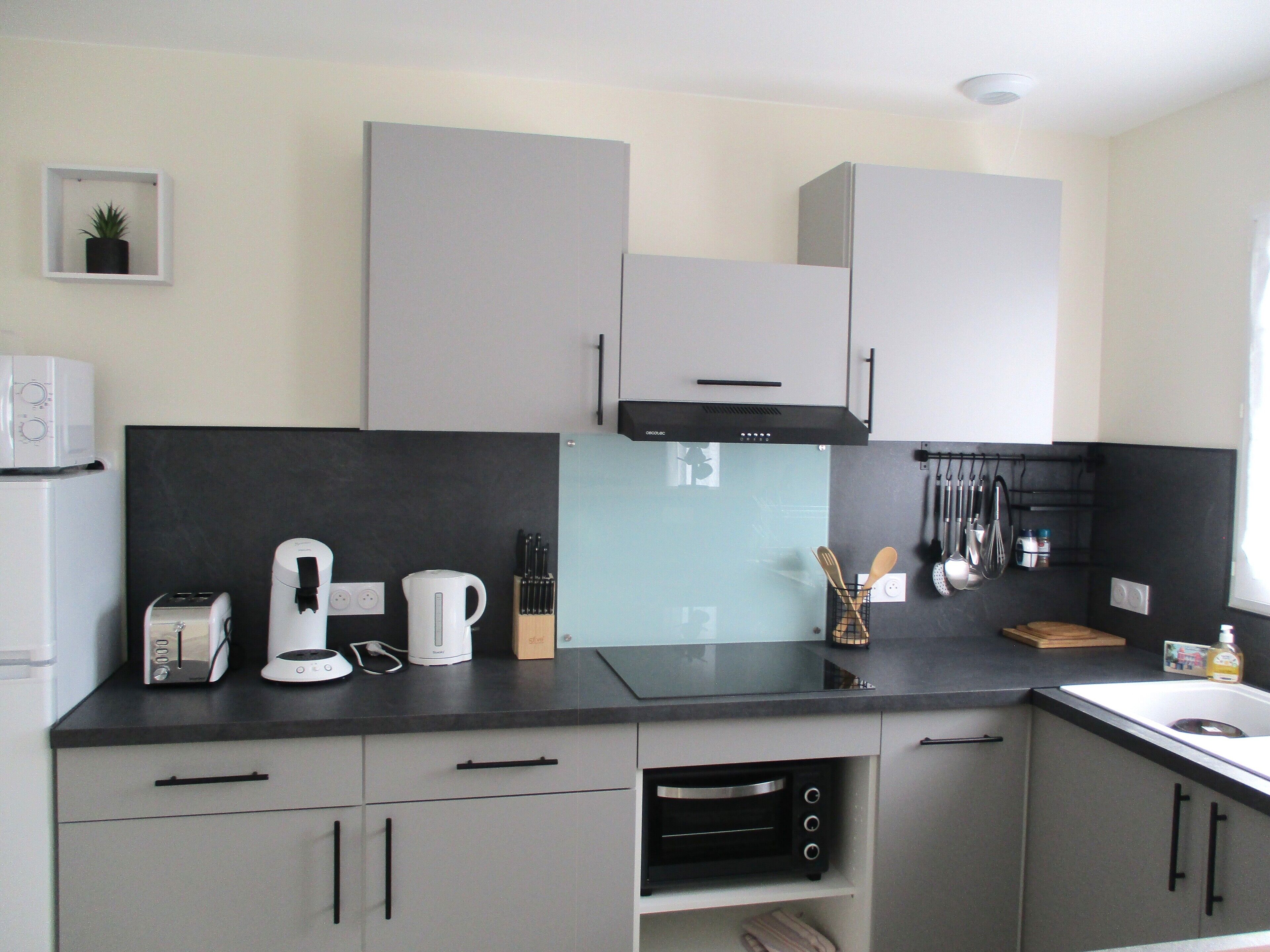 Réfrigérateur, micro-ondes, four, plaque de cuisson