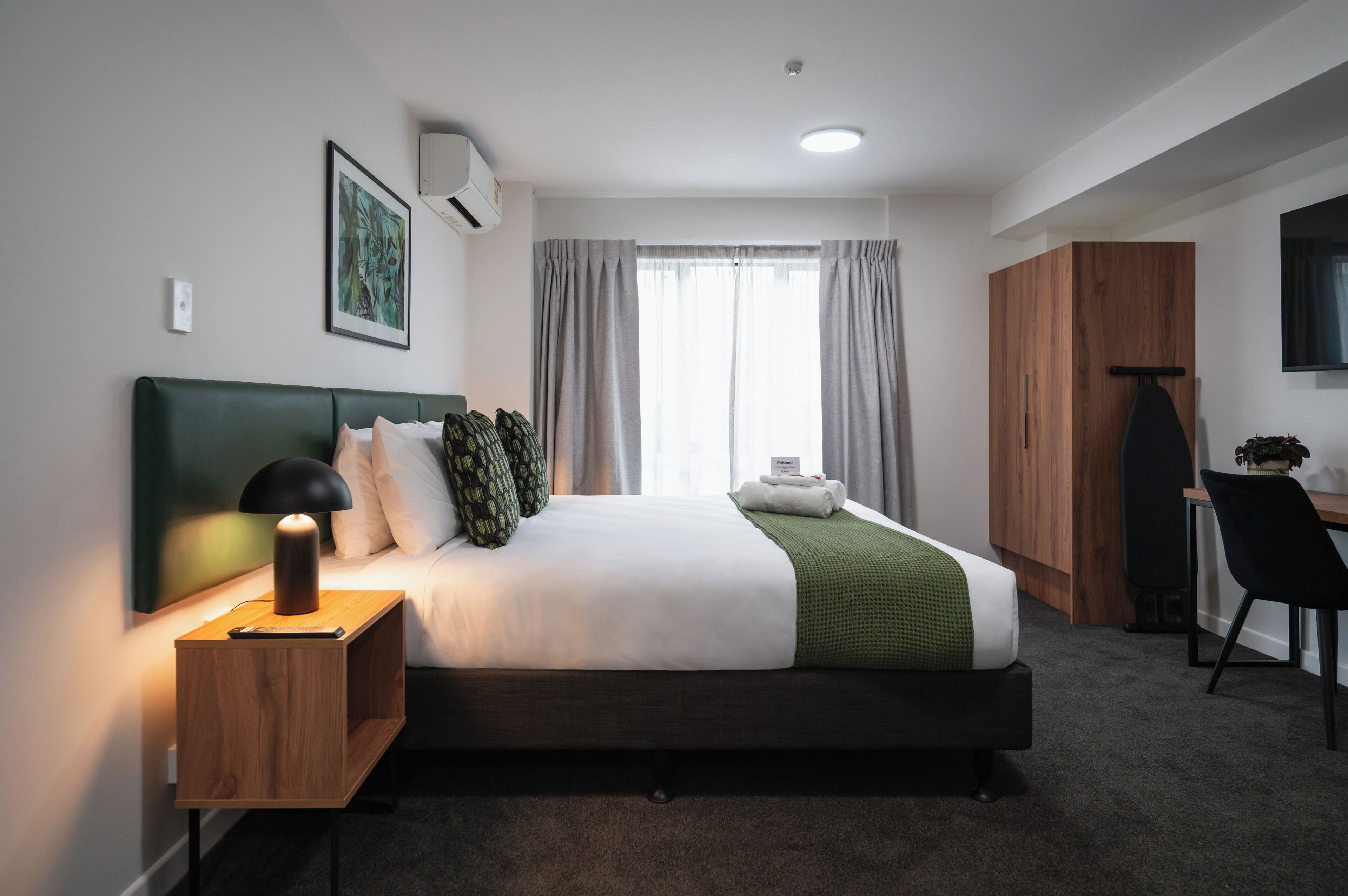 Accessibility Room | Desk, laptop workspace, blackout curtains, iron/ironing board