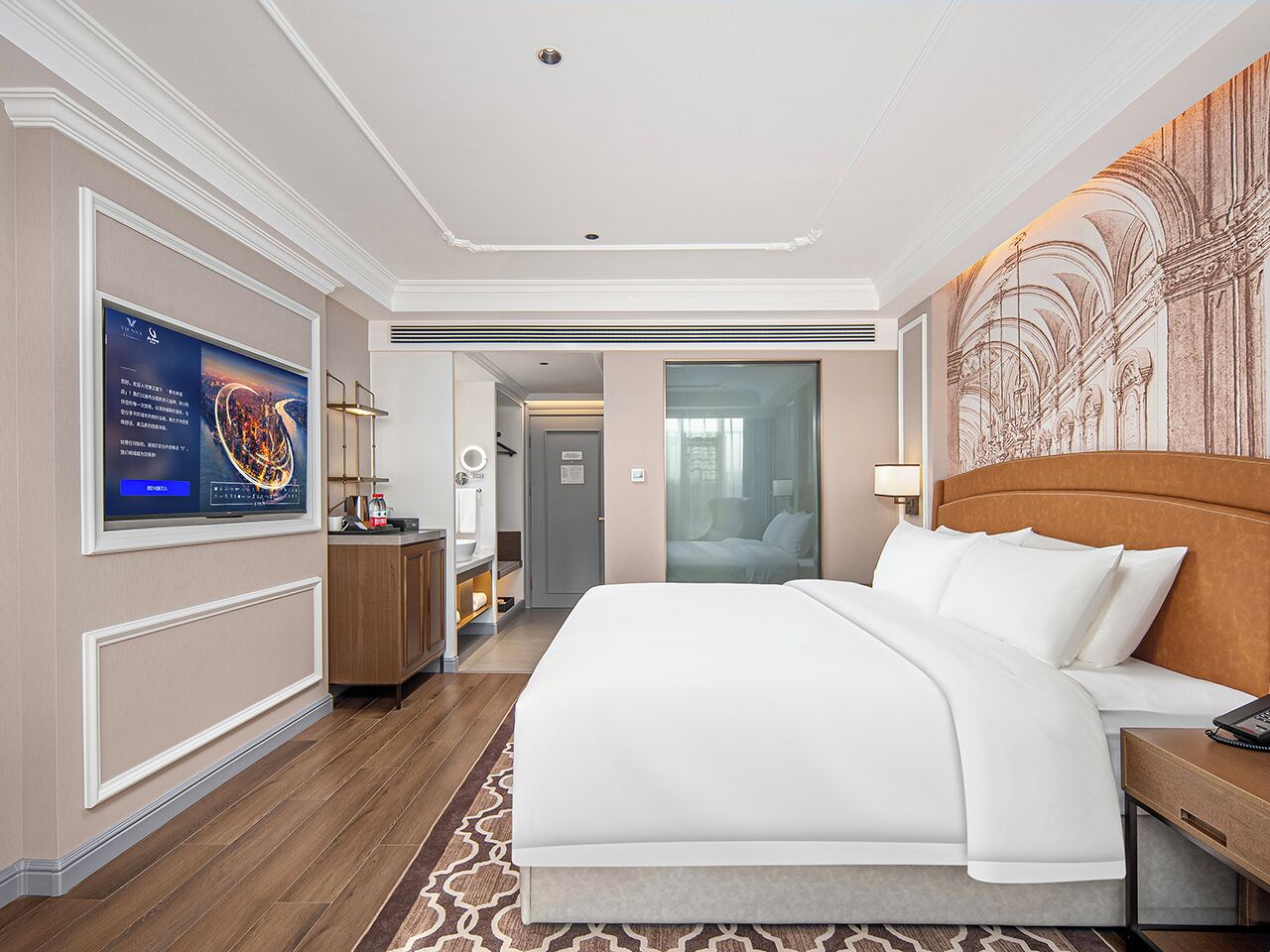 Quarto casal luxo | Frigobar, roupa de cama