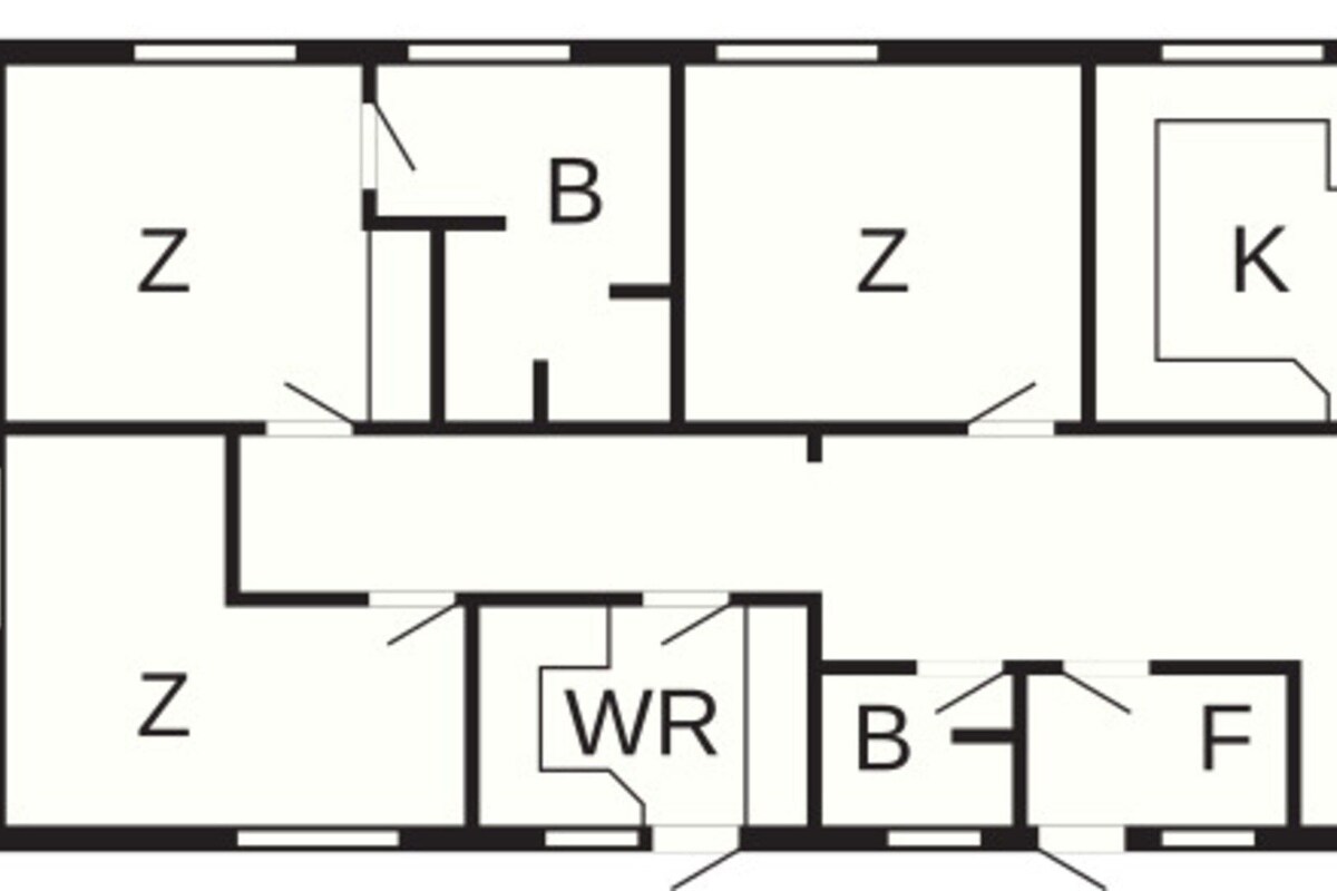 A floor plan with labeled rooms Z, B, K, W, E, F, and TE.