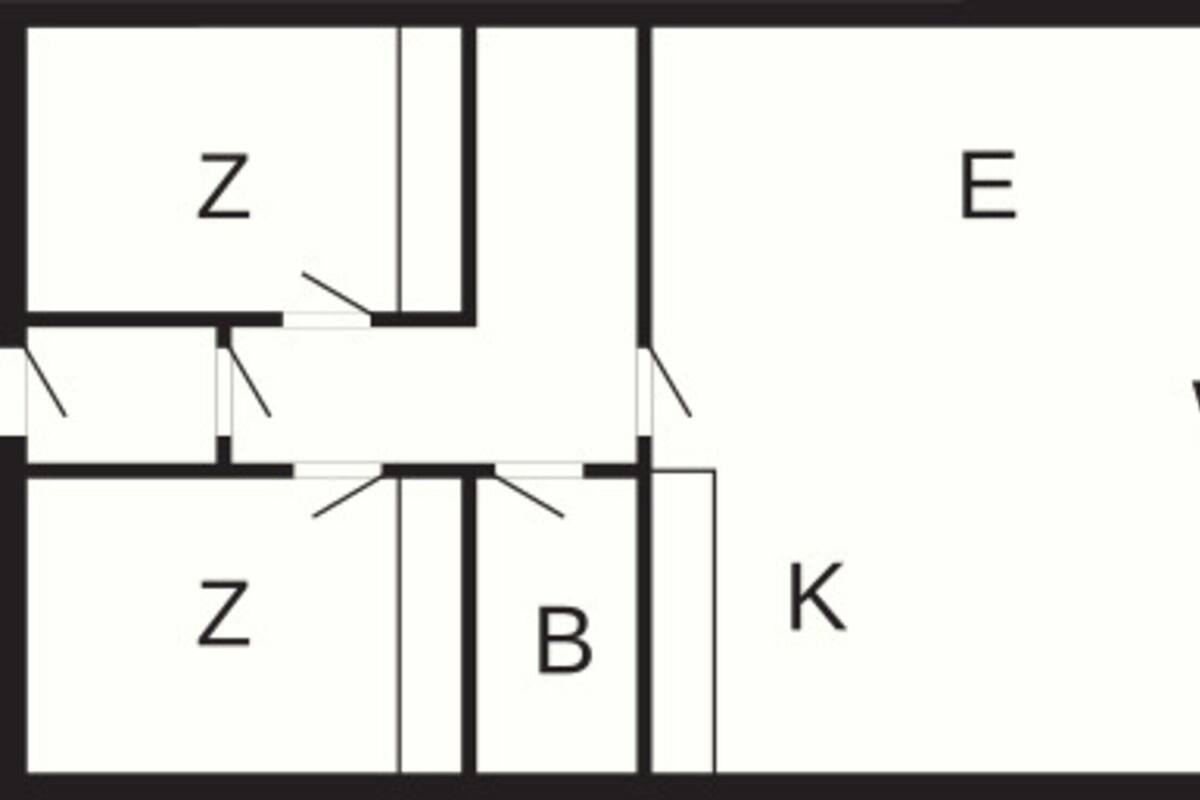 A floor plan with labeled rooms Z, B, E, K, and W.