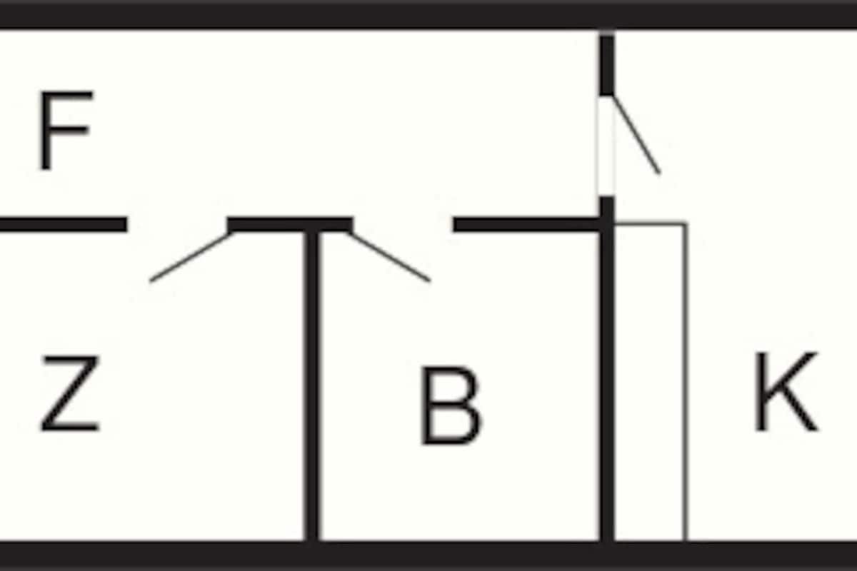 A floor plan with labeled rooms Z, B, K, E, and W.