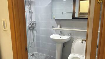 Sèche-cheveux, serviettes fournies, savon, papier toilette