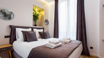 Leilighet | 2 soverom, skrivebord for bærbar PC, strykejern/-brett og sengetøy