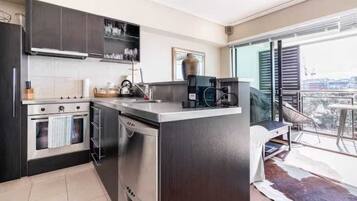 Fridge, microwave, oven, dishwasher