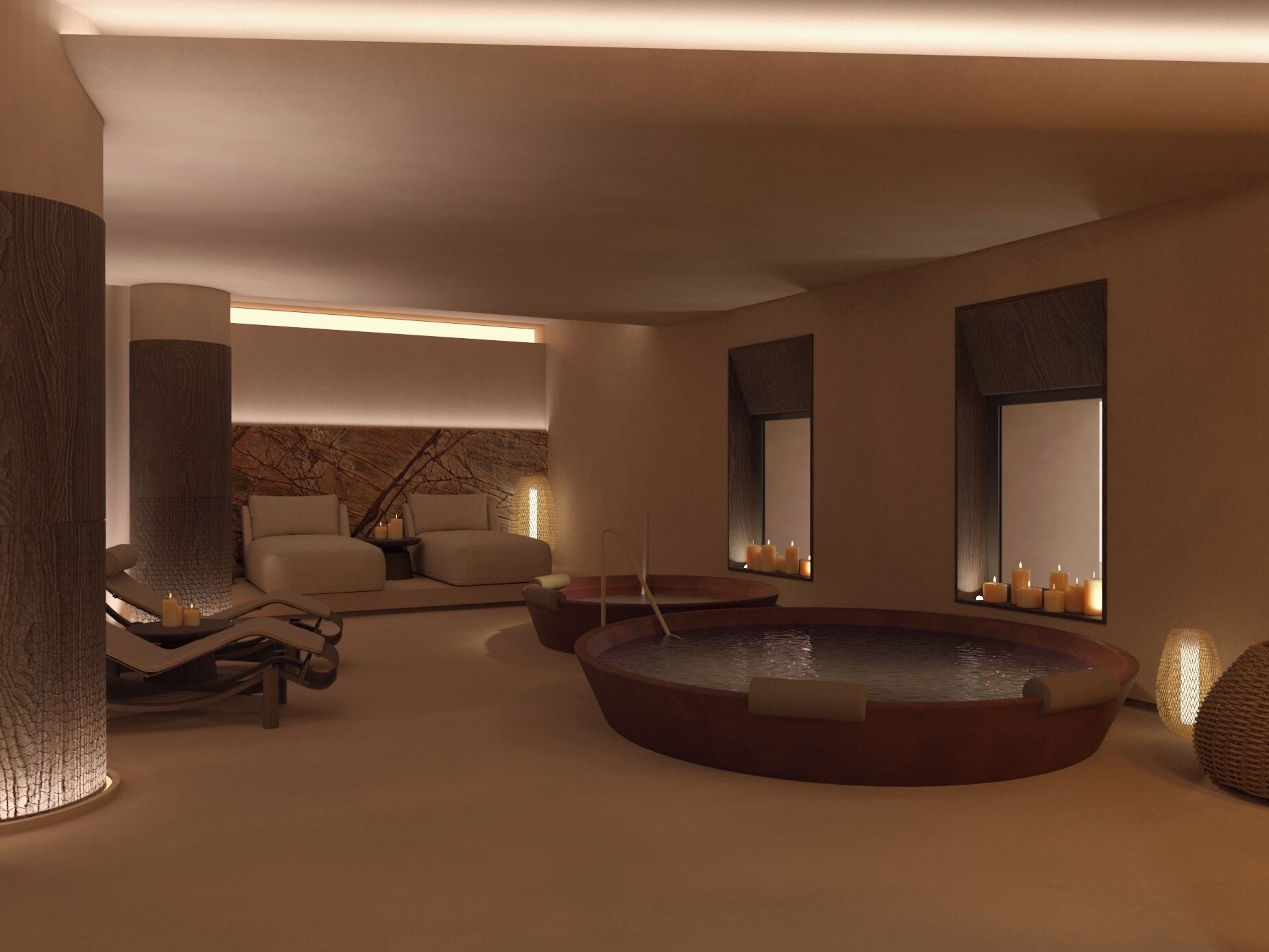 雙人療程室、三溫暖烤箱、浴缸、蒸氣室、按摩服務