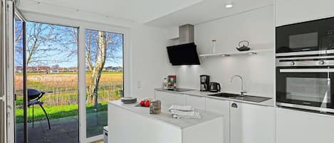 Microwave, oven, dishwasher, high chair