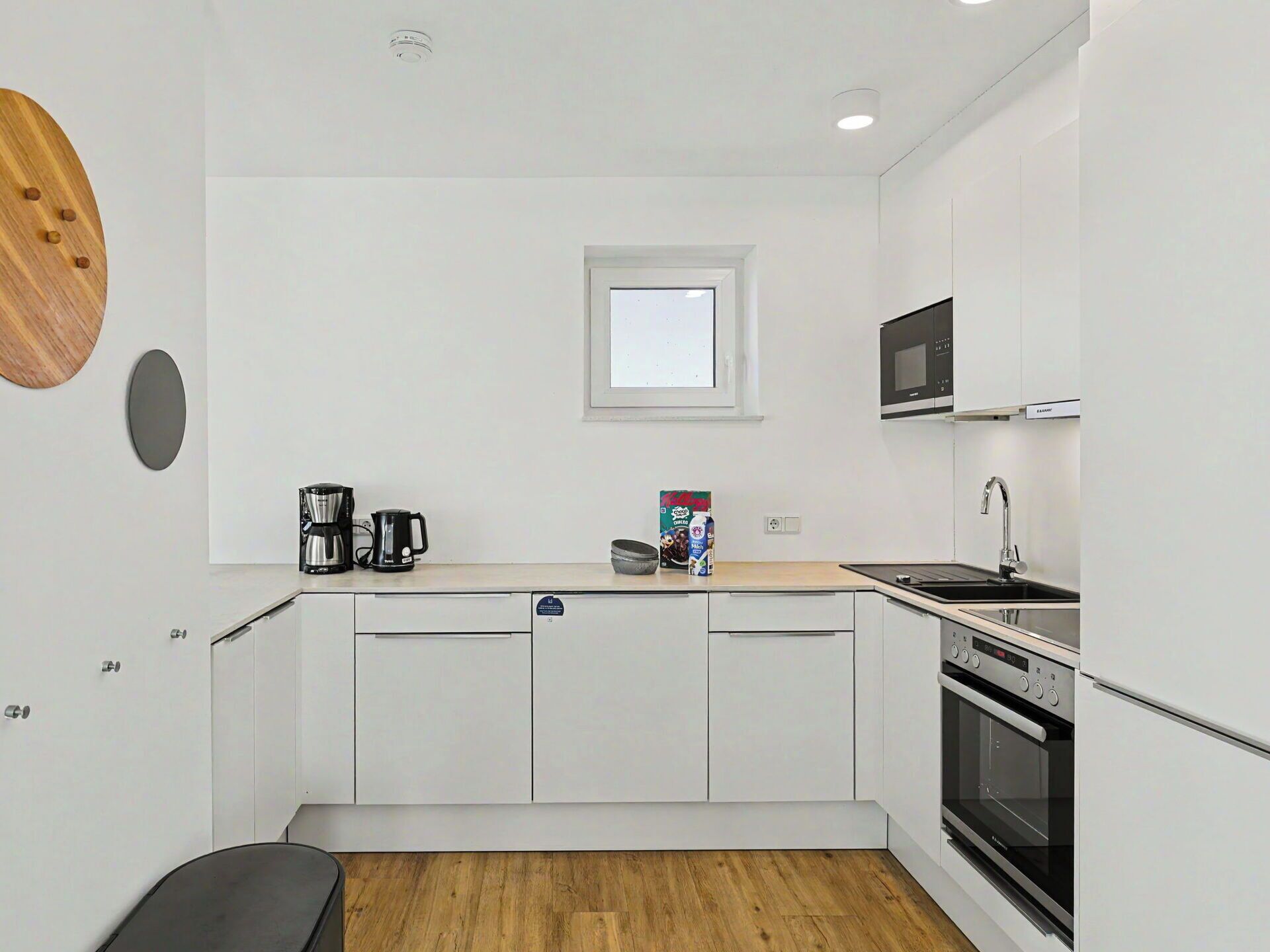 Microwave, oven, dishwasher, high chair