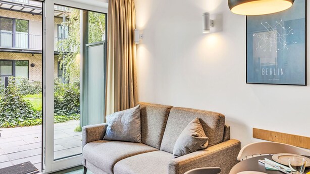 Living area - Beautiful apartment for 4 people with WIFI, TV, terrace and pets allowed (Diepholz)
