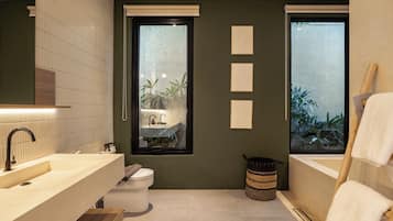 Villa Luxe, balcon, vue piscine | Salle de bain | Serviettes fournies