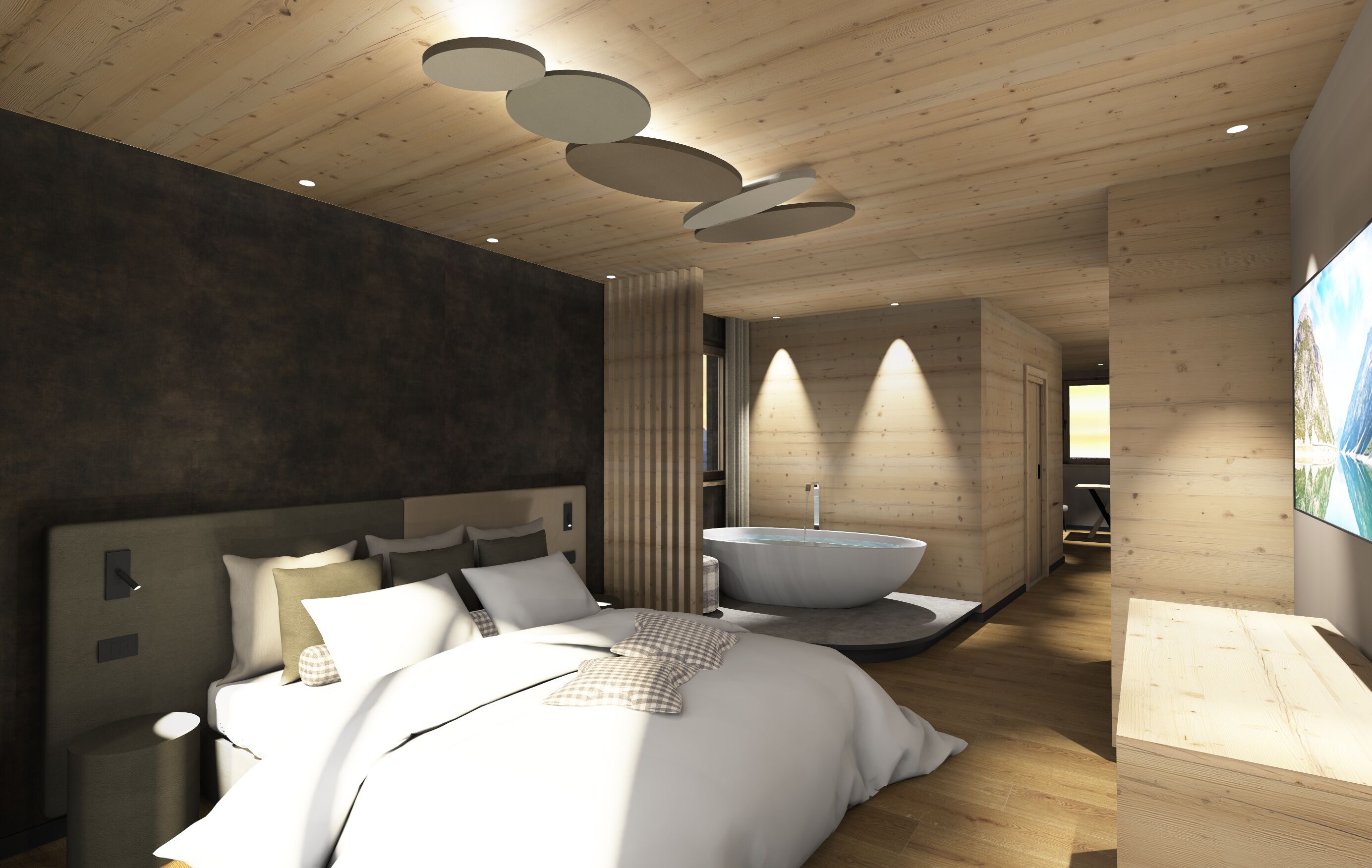 Luksus-dobbelt- eller tomannsrom, fjellutsikt | Dundyner, minibar, safe på rommet og skrivebord for bærbar PC