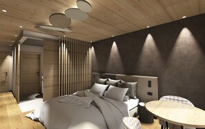 Habitación Confort con 1 cama matrimonial o 2 individuales, vista a la montaña | Caja de seguridad en la habitación y espacio para trabajar con laptop 