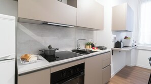 Apartment (1 Bedroom) | Private kitchen | Microwave, oven, espresso maker, electric kettle