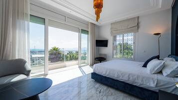 Superior-værelse med dobbeltseng eller 2 enkeltsenge - balkon - havudsigt | Pengeskab på værelset, mørklægningsgardiner, gratis Wi-Fi