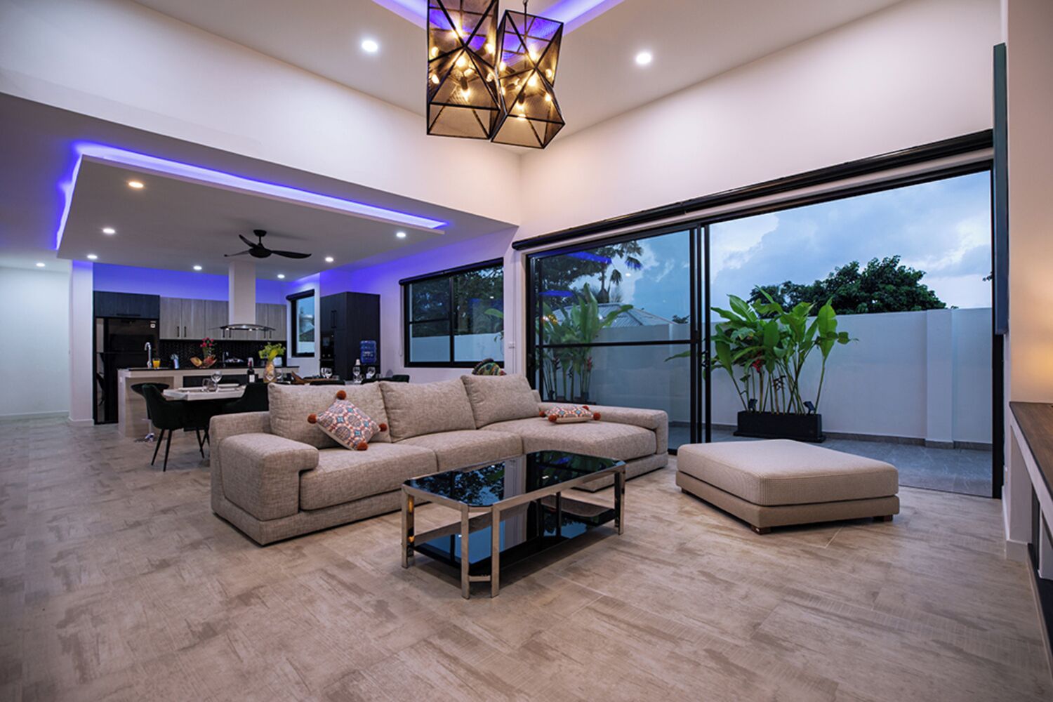 Luxury Villa, 5 Bedrooms, Private Pool, Pool View | Living room | 80-inch Smart TV with satellite channels, Netflix, streaming services