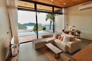Family Villa, 2 Bedrooms, Private Pool, Sea View | Living area | Smart TV - Yume 17 Sea View Villas (Ko Pha-ngan)