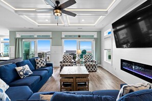 Smart TV, fireplace - Experience ocean views at Atlantic Horizon in Oak Island, featuring 10 bedrooms. (Oak Island)