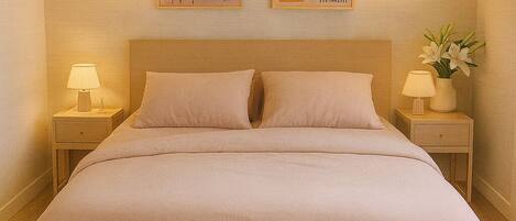 1 bedroom, iron/ironing board, internet, bed sheets