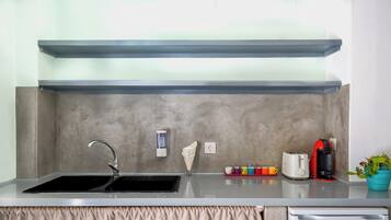 Family Apartment, Partial Sea View | Private kitchenette | Espresso maker, coffee/tea maker, electric kettle