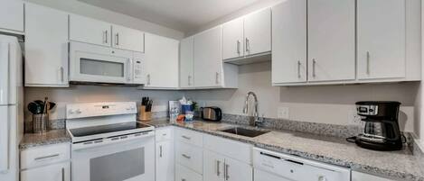 Microwave, oven, dishwasher, coffee/tea maker