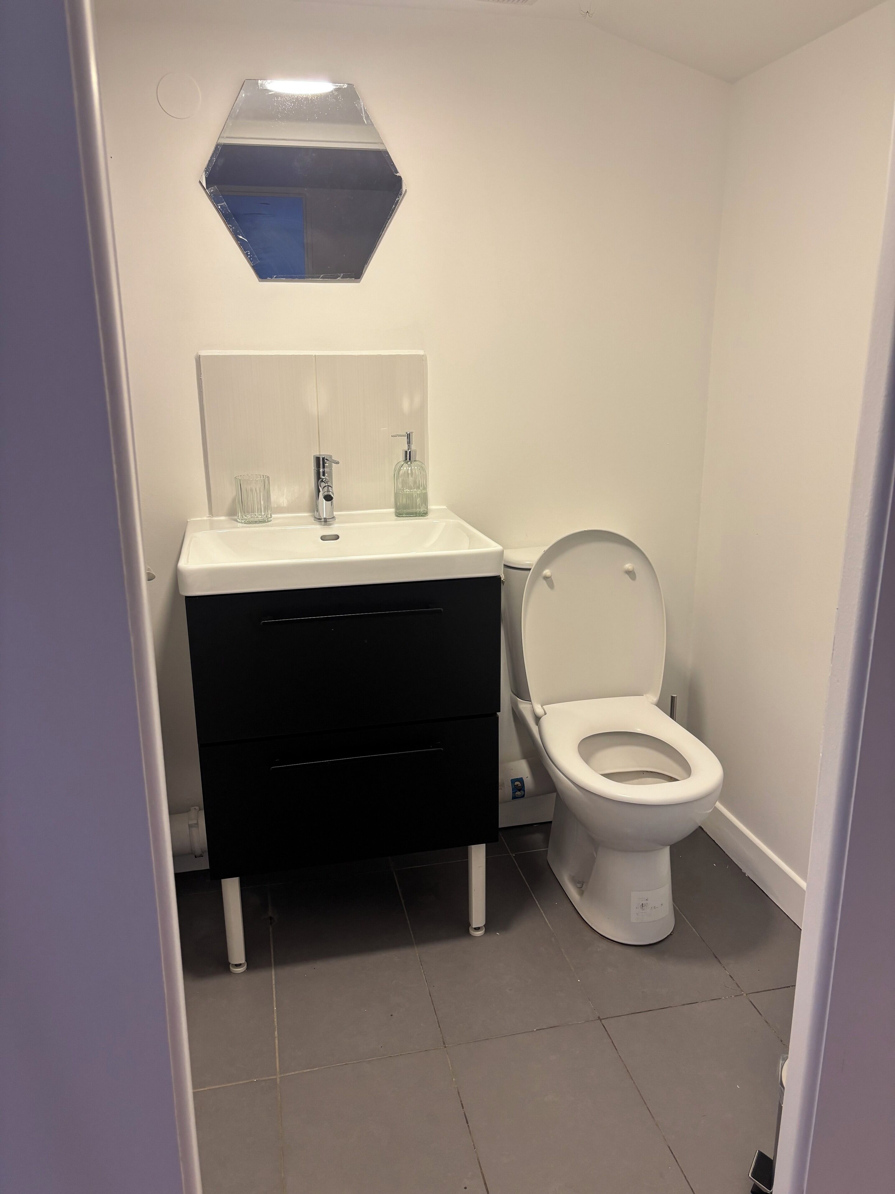 Hair dryer, towels, toilet paper