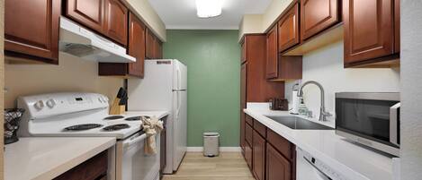 Microwave, oven, stovetop, dishwasher