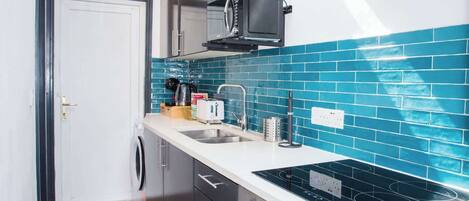 Fridge, microwave, oven, dishwasher