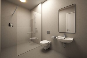 Shower, hair dryer, towels, soap - Homaris Rummelsburg Studios (Berlin)