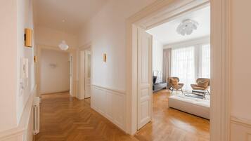 Luxury Apartment, 2 Bedrooms, City View | Living area | 100-inch Smart TV with satellite channels, Netflix, DVD player