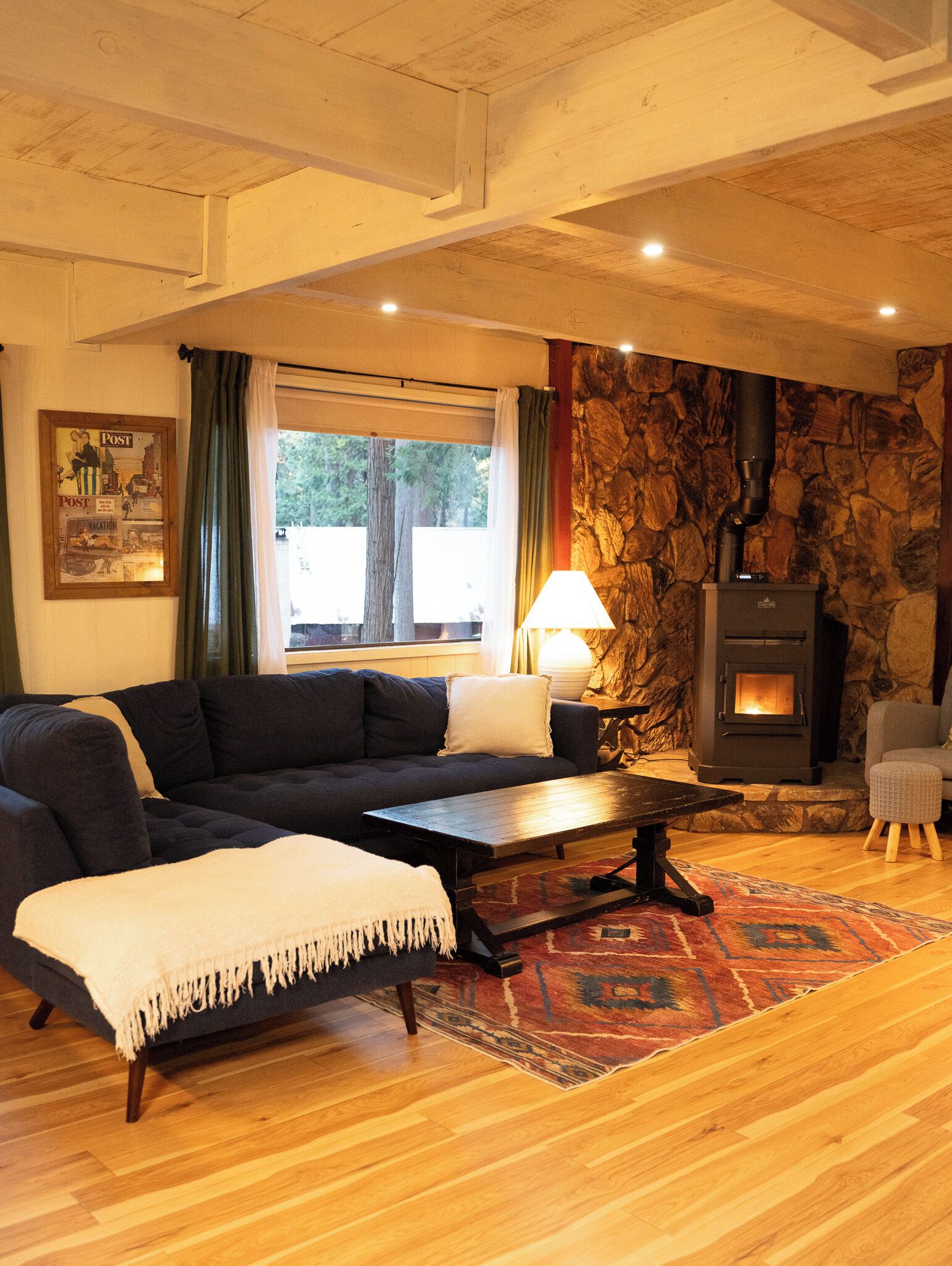 Smart TV, fireplace, video games, foosball