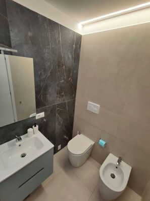 Dusche, Haartrockner, Bidet, Handtücher