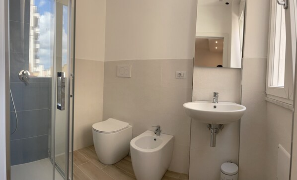 Camera Comfort con letto matrimoniale o 2 letti singoli | Bagno | Doccia, asciugacapelli, asciugamani, sapone