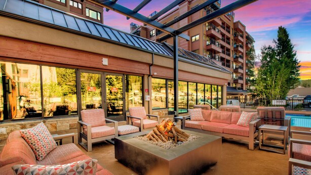 Terrace/patio - VIEWS! Corner Unit Next to River - Steps to Ski Slopes & Downtown Festivities (Breckenridge)
