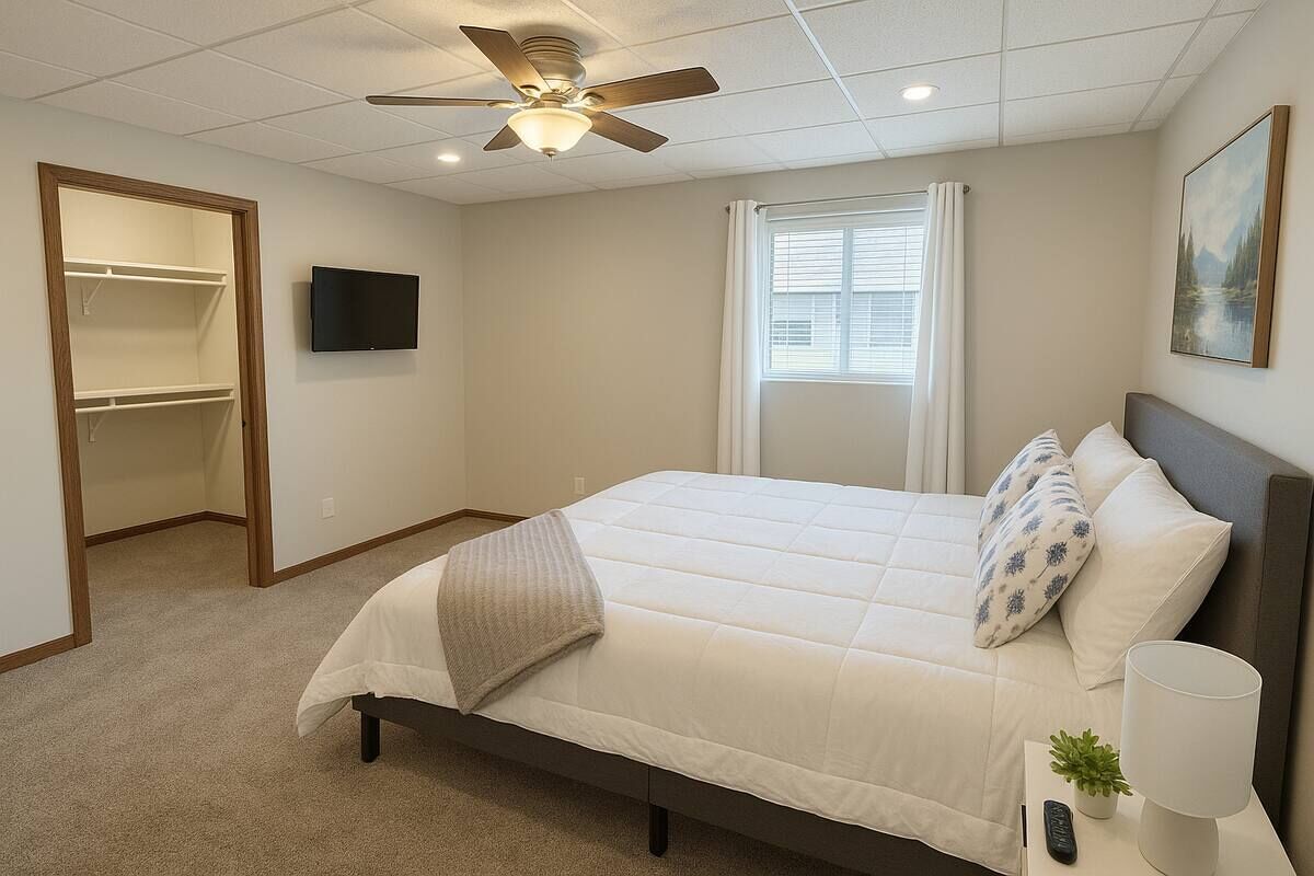 2 bedrooms, iron/ironing board, WiFi, bed sheets