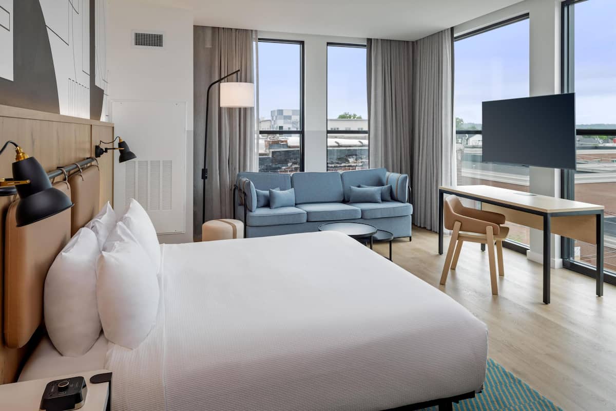 Room, 1 King Bed with Sofa bed, Mountain View, Corner | In-room safe, desk, laptop workspace, blackout drapes