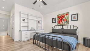 5 bedrooms, desk, iron/ironing board, travel cot