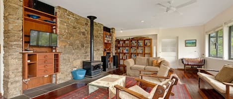 تلفزيون، مدفأة، كُتُب