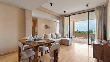 Superior Apartment, Terrace, Pool View | Living area