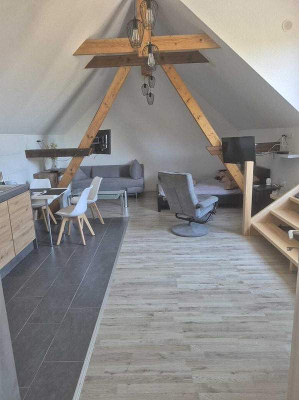 Apartment | Living room - Appartement mit Dachterrasse, Monkebude (Monkebude)