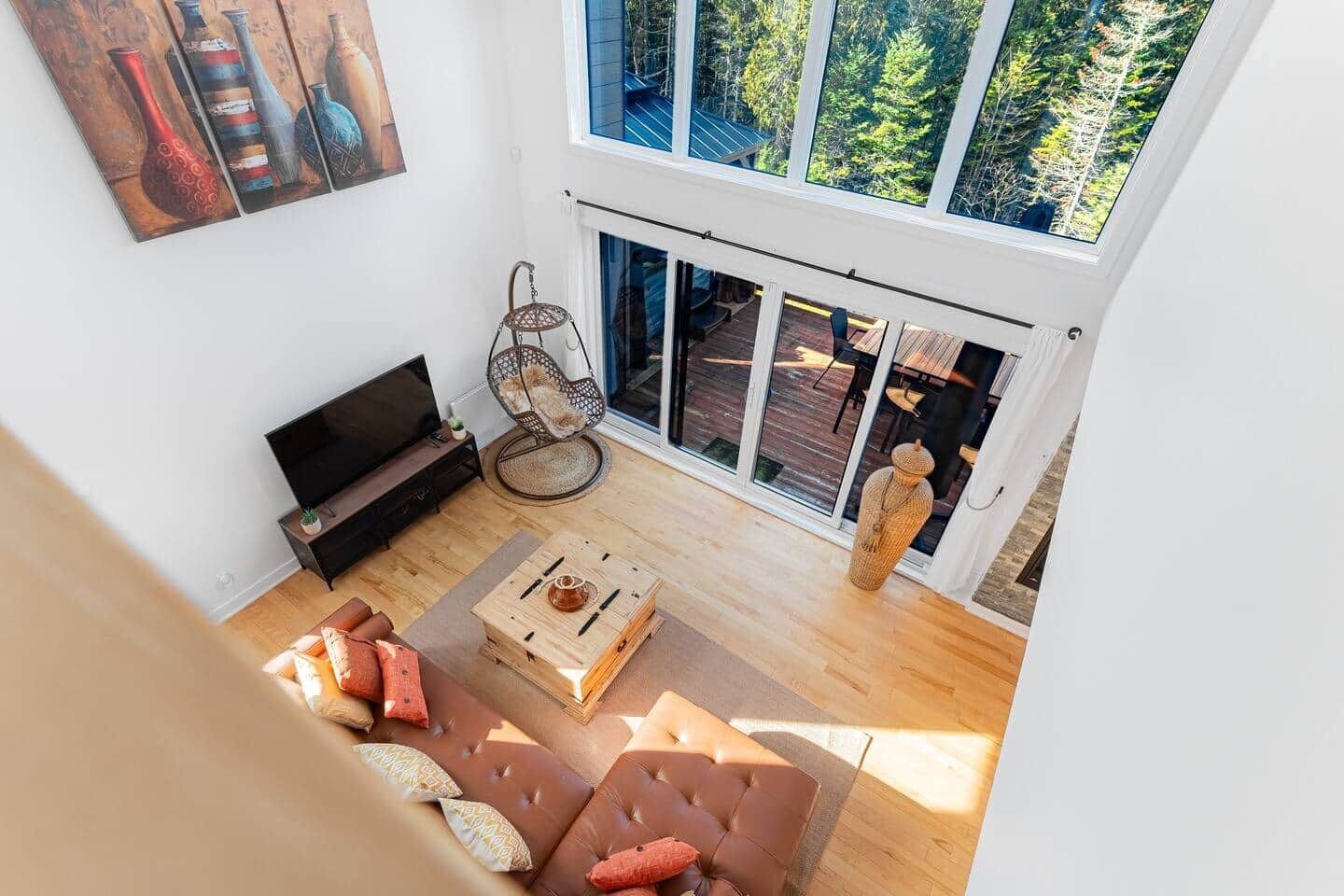 Smart TV, fireplace, foosball