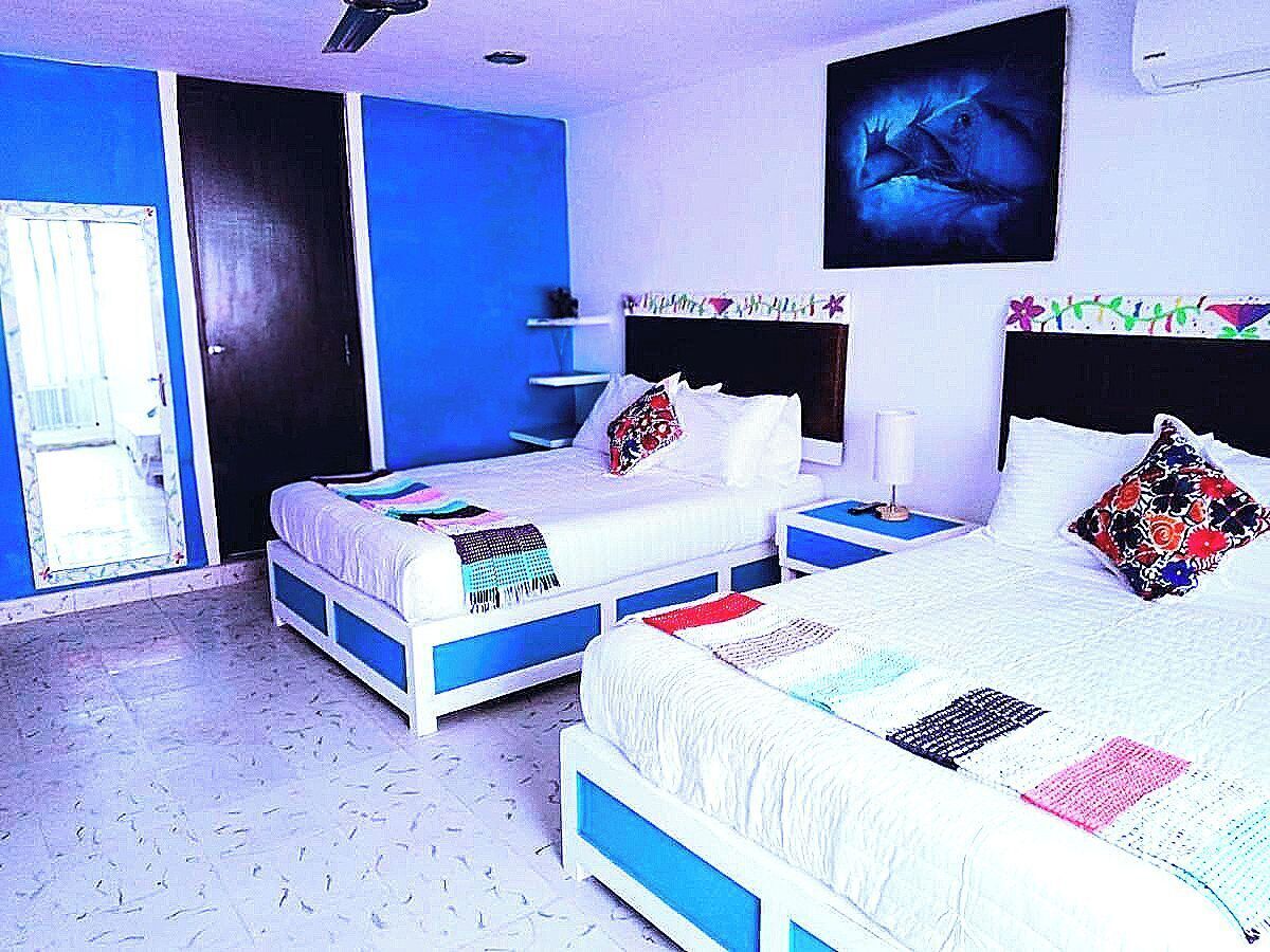 디럭스 쿼드룸, 더블침대 2개, 시내 전망