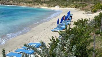 On the beach, beach towels