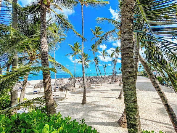 On the beach, white sand, sun-loungers, beach umbrellas - STUDIOS POOL AND BEACH (Punta Cana)